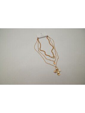 NWT Josslyn Multi Layer Celestial Star Moon Charm Necklace Gold Tone Stack
